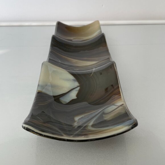 Art Glass Relish Dish Serving Tray Trinket Holder - Picture 2 of 8